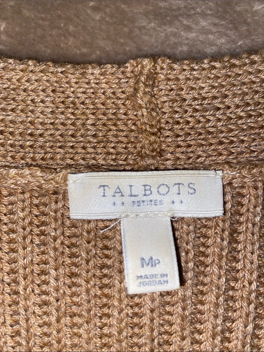 Talbots Open-Front Ribbed Knit Vest - Tan - Picture 2 of 4
